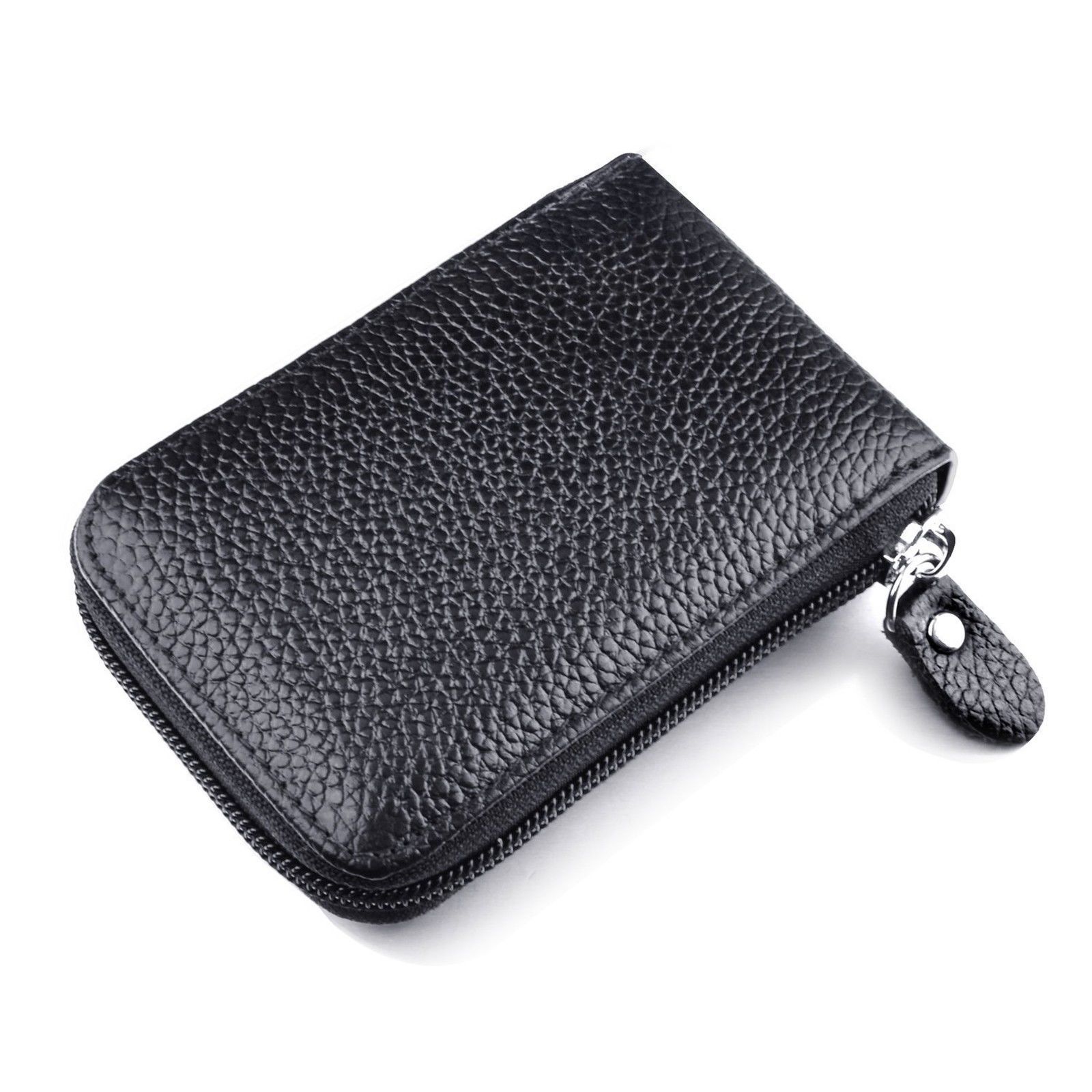 Men&#39;s Wallet Genuine Leather Credit Card Holder RFID Blocking Zipper Thin Pocket | eBay