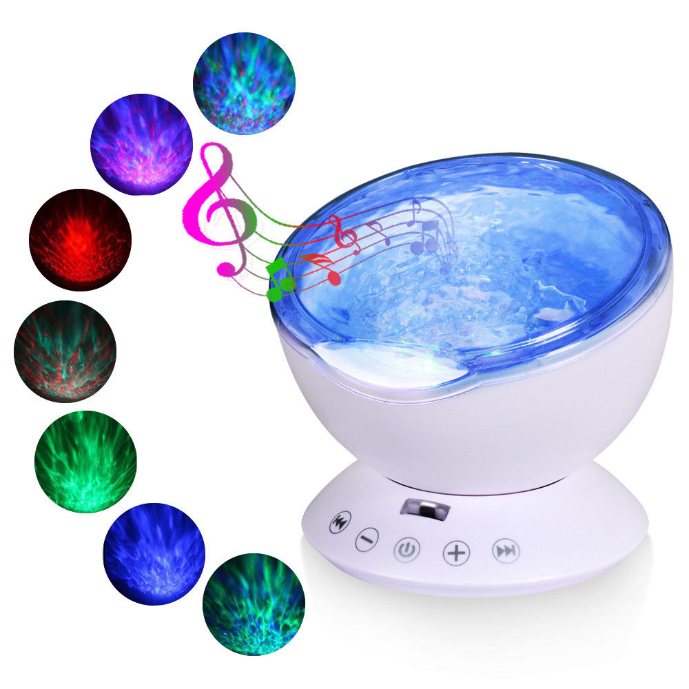 Led Light Ocean Wave Night Projector Multicolor Music Bedroom