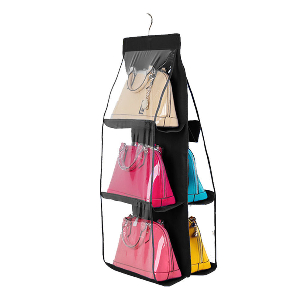6 Pockets Hanging Storage Bag Purse Handbag Tote Bag Storage Organizer Hangers | eBay