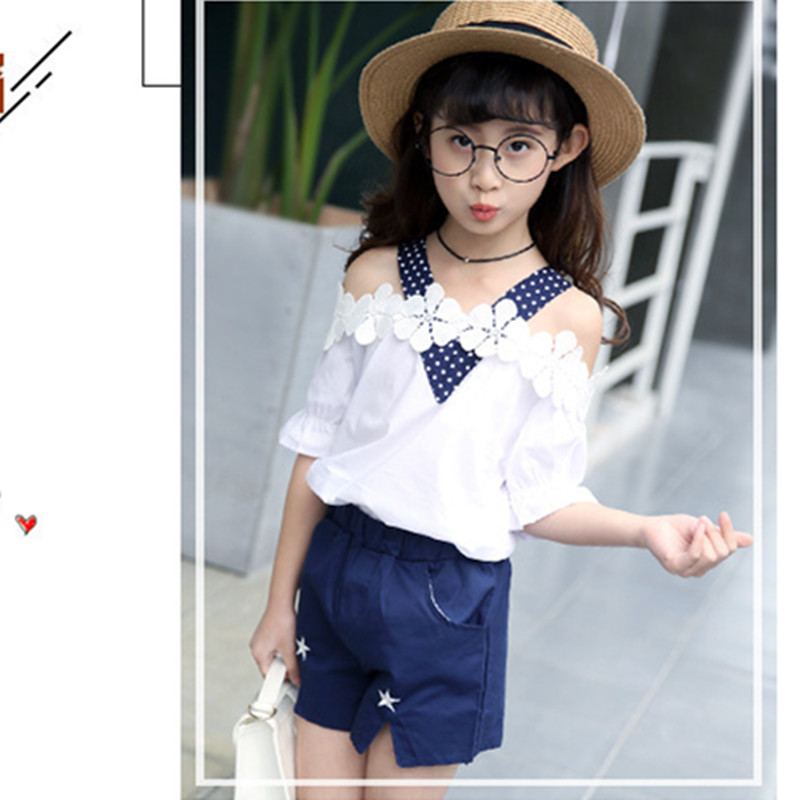 Fashion Summer Star Girl Clothes Blouse + Pants Set Children Clothing 2 ...