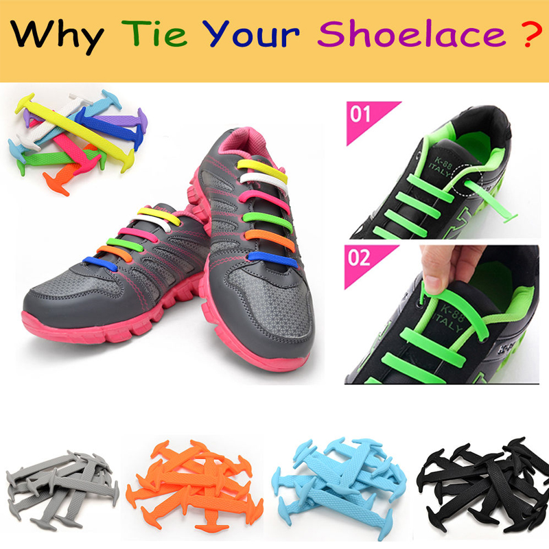 Oumers Rubber Tieless Elastic Slip Sneaker Shoelace Running Shoelace ...