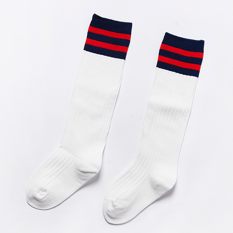 Kids Knee High Socks For Boys Stripes Cotton Sports School Style Long ...