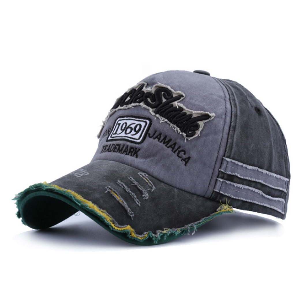 Men Women Ball Cap Denim Distressed Bill Vintage Baseball Hat Trucker