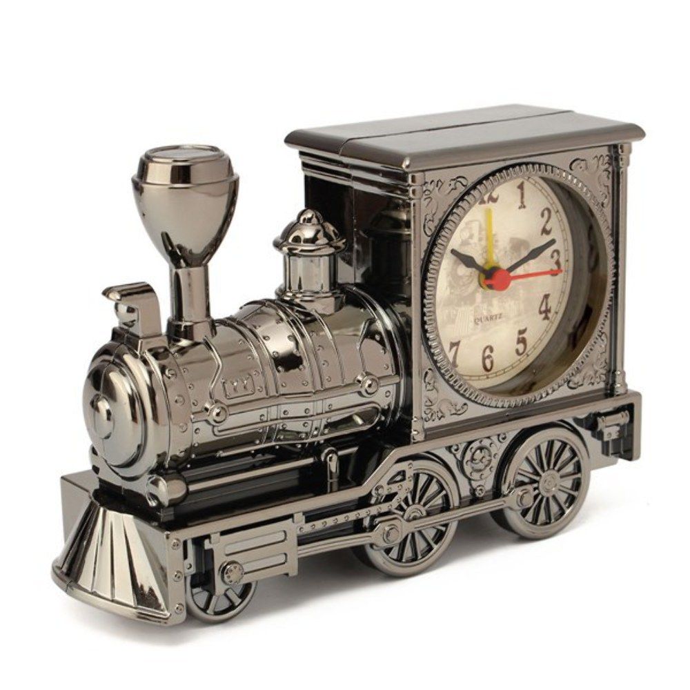 Cute Locomotive Train Alarm Clock Antique Engine Design Table Desk Decor Sanwood