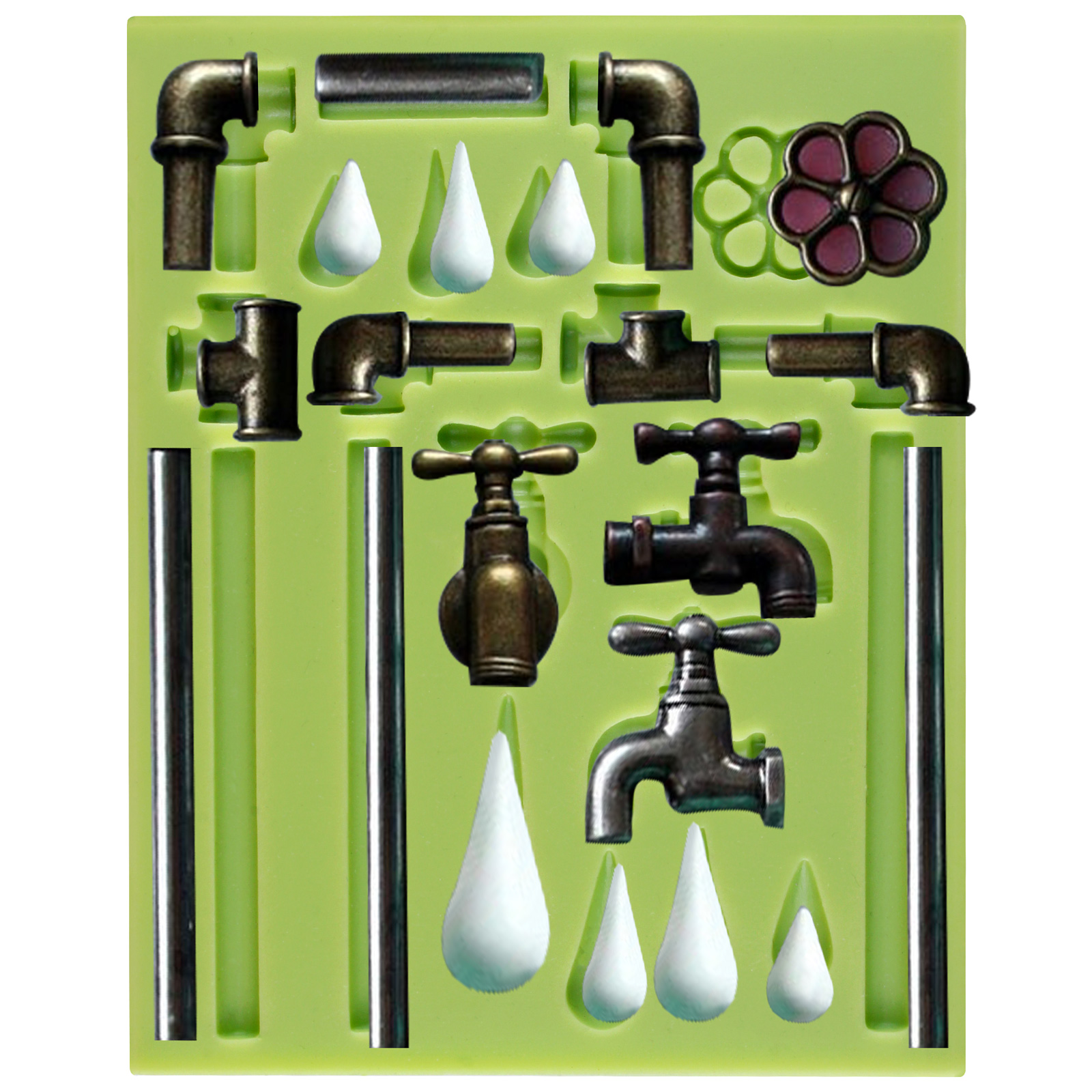 Steampunk Faucet Plumbing Pipes Fondant Silicone Mould Cake Decor
