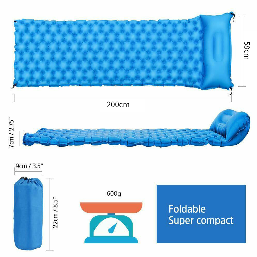 Ultralight Inflatable Camping Air Blow Up Mattress Bed Sleeping Mat Pad ...