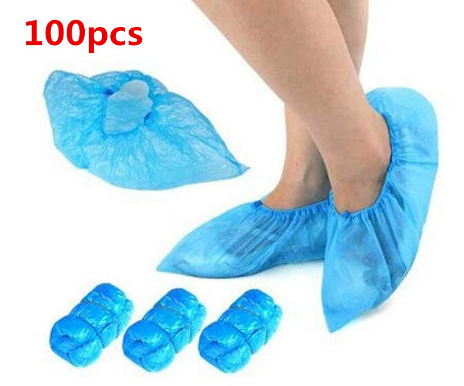 100pcs Disposable Plastic Shoe Covers Carpet Cleaning Overshoes ...